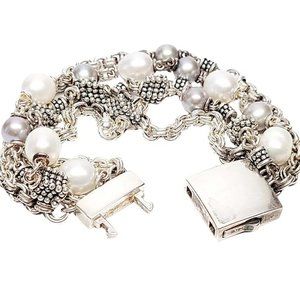 Michael Dawkins sterling silver cultured pearl bracelet  - 7.5" Length
